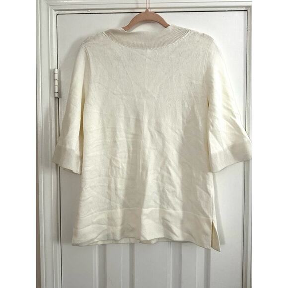 BARBARA WELLS STUDIO Cream Knit Tunic Top Shirt V-Neck - Women’s Sz Small - Picture 5 of 5